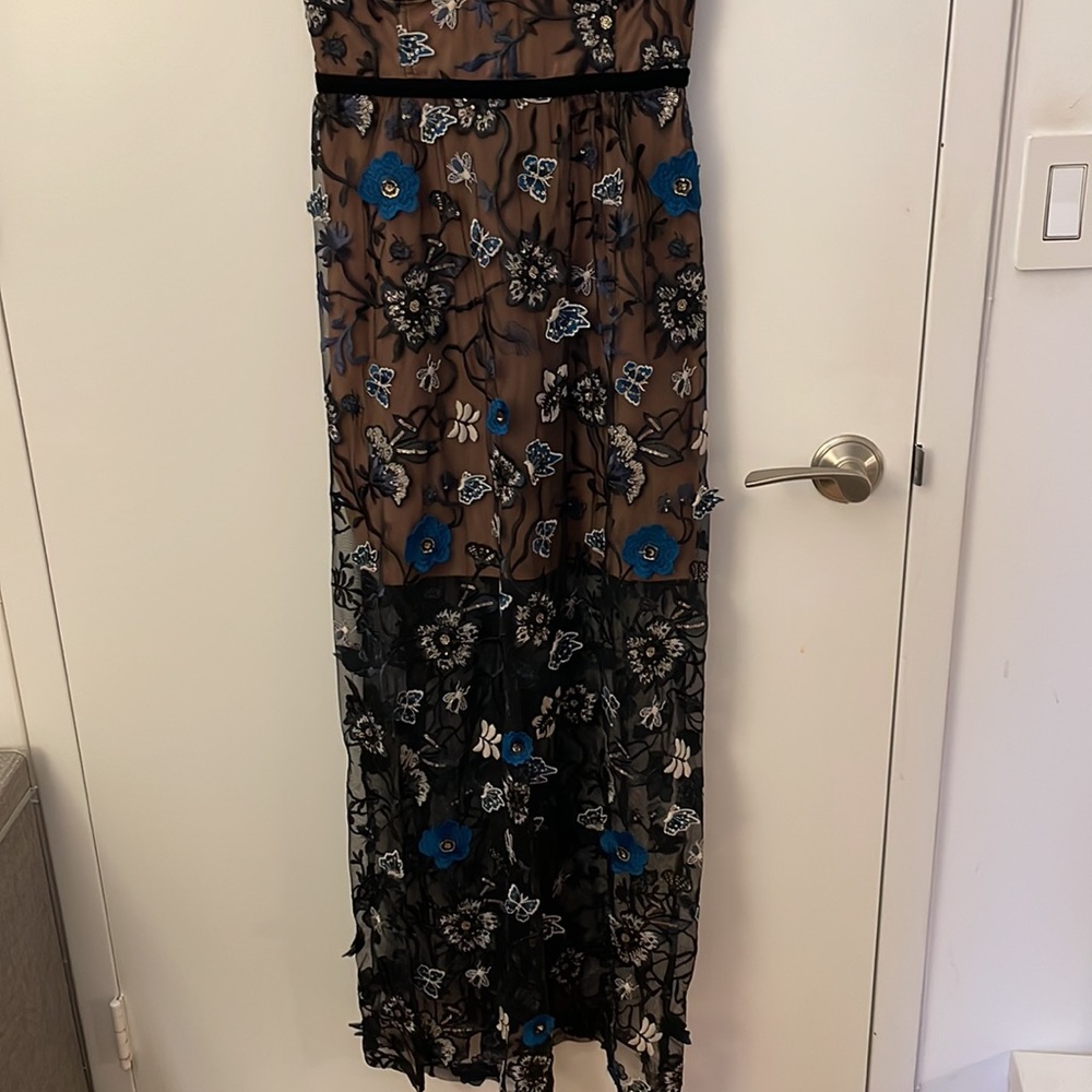 For Love And Lemons Black and Blue Floral Maxi Dress - Picture 9 of 13